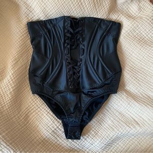 Agent Provocateur Black Underwire Corset | Panties attached, No cups | Size 2